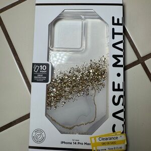 Case-Mate Clear and Gold Glitter iPhone 14 Pro Max Case